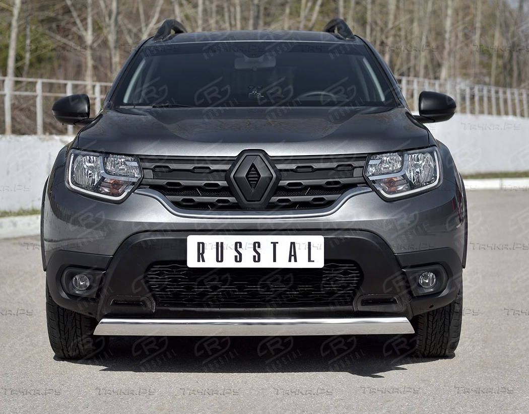 Защита RusStal переднего бампера d76x42 (дуга) для Renault Duster II 2021-2023. Артикул RDZ-003798