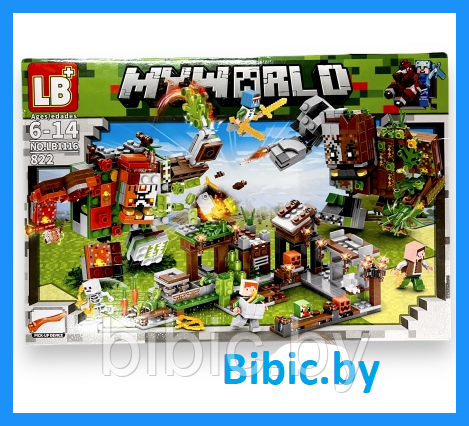 Детский конструктор Minecraft Нападение на деревню Майнкрафт, LB1116 серия my world аналог лего lego 822 дет.