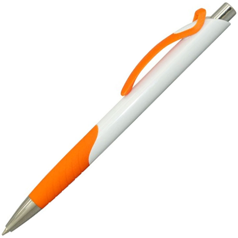 Ручка шариковая ГАУДИ, пластик, белый/оранжевый