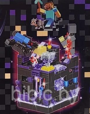 Детский конструктор Minecraft Фиолетовая крепость Майнкрафт GT-109 серия my world аналог лего lego LED, 330 д. - фото 2 - id-p218261449