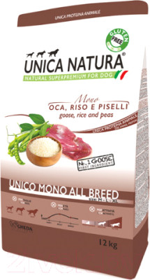 Сухой корм для собак Unica Natura Mono для средних и крупных пород гусь - фото 1 - id-p218275390