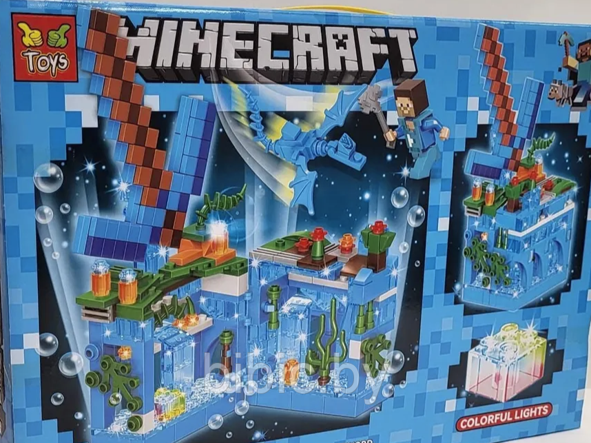 Детский конструктор Minecraft Подводная крепость Майнкрафт GT-118 серия my world аналог лего lego LED, 353 д. - фото 2 - id-p218278642