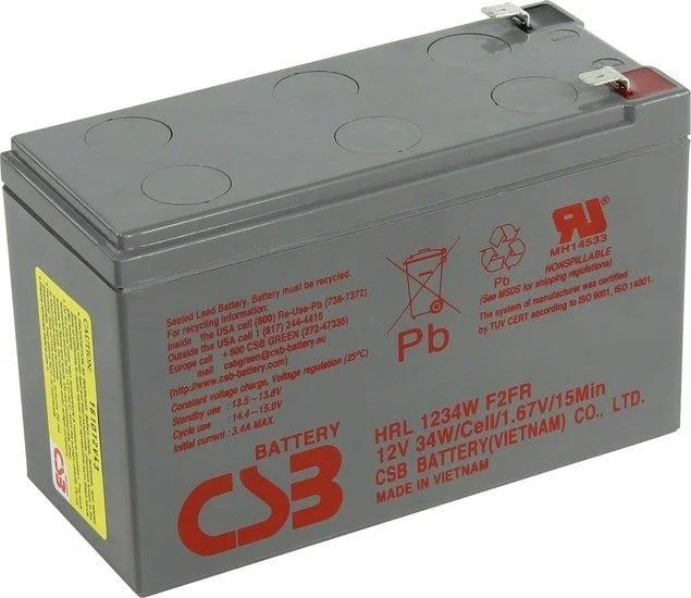 Аккумулятор для ИБП CSB HRL1234W F2FR (12В/9 А·ч) - фото 1 - id-p218281002