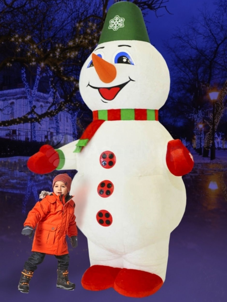 Новогодняя надувная фигура Снеговик из искусственного меха - фото 1 - id-p218219489