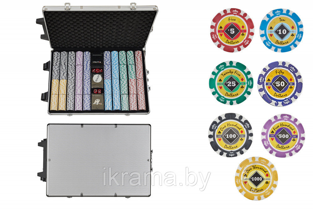 Набор для покера Crown на 1000 фишек - фото 6 - id-p218282924