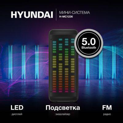 Музыкальный центр Hyundai H-MC1236, 40Вт, с караоке, с микрофоном, Bluetooth, FM, USB, micro SD, черный, - фото 3 - id-p217679793