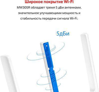 Wi-Fi роутер MERCUSYS MW305R, N300, белый - фото 3 - id-p218002275