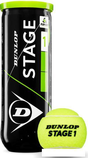 Набор теннисных мячей Dunlop Stage 1 (3 шт, зеленый) - фото 1 - id-p217341408