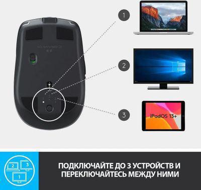 Мышь Logitech MX Anywhere 2S, оптическая, беспроводная, USB, графитовый [910-006211] - фото 2 - id-p217735821