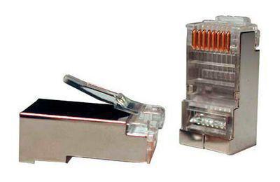 Коннектор Hyperline (PLUG-8P8C-U-C5-SH-100) FTP кат.5E RJ45 прозрачный (упак.:100шт) - фото 1 - id-p216649965