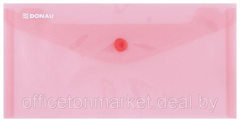 Папка-конверт на кнопке "Donau DL", dl, красный прозрачный - фото 1 - id-p218283521