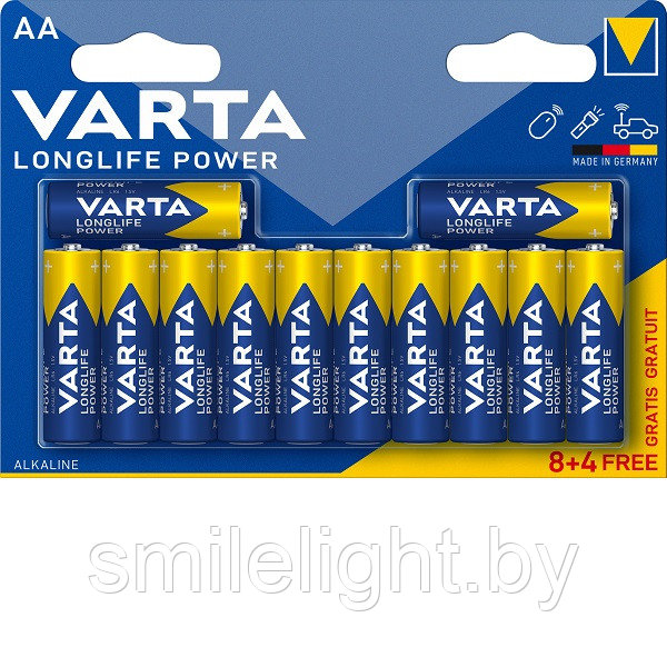 Элемент питания VARTA Longlife Power AA/LR6 Alkaline 1,5V Bl.12 (8+4)