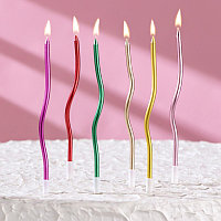 Свечи для торта Серпантин разноцветные, 6 шт