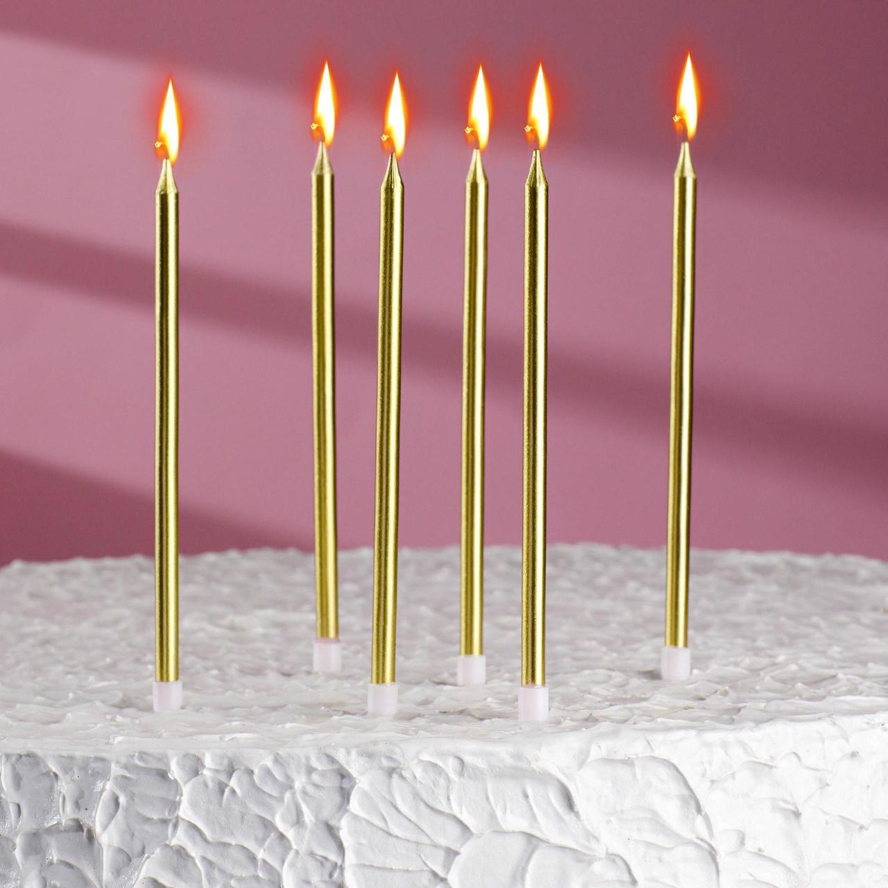 Свечи в торт Ройс, Золотой металлик, 6 шт - фото 1 - id-p218287003