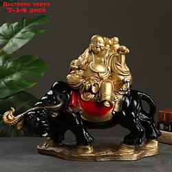 Фигура "Хоттей на буйволе" красное золото, 46х22х37 см