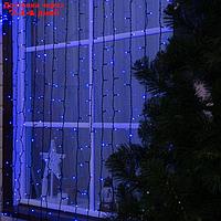 Гирлянда "Занавес" 2 х 9 м , IP44, УМС, тёмная нить, 1800 LED, свечение синее, 220 В