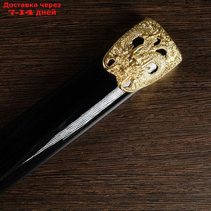 Сувенирное оружие "Катана на подставке", чёрные ножны, рукоятка под слоновую кость, 108 см - фото 5 - id-p218240360