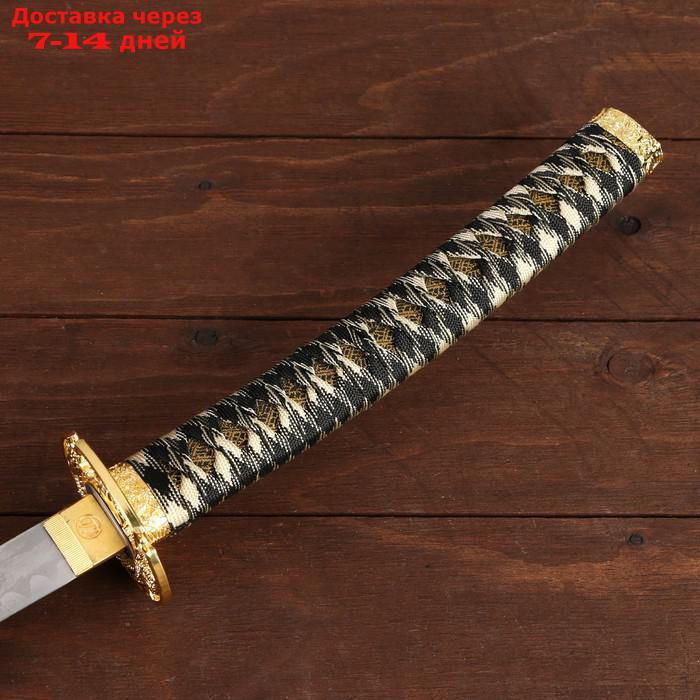 Сувенирное оружие "Катана", чёрные ножны, золотистая обмотка, 102 см - фото 3 - id-p218240363