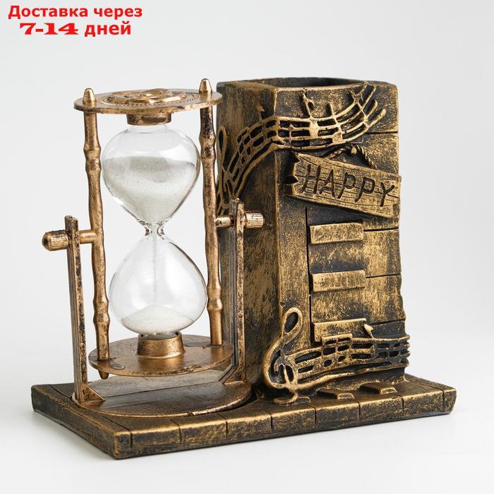 Часы песочные "Ноты" с карандашницей, 14.5х8х13 см - фото 2 - id-p218242363