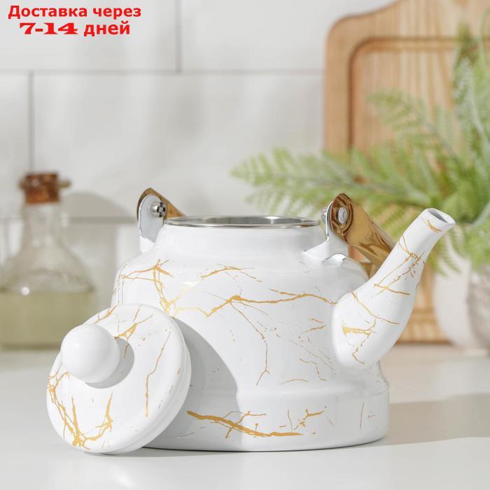 Чайник эмалированный "Элемент" 1,7 литр, 22х21х16, цвет белый - фото 2 - id-p218242441