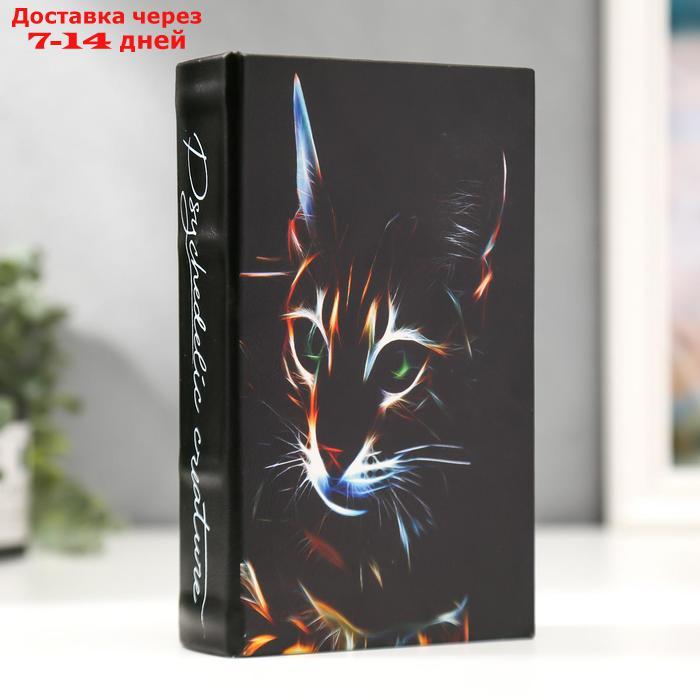 Сейф-книга дерево кожзам "Кошка в лучах лазера" 21х13х5 см - фото 1 - id-p218242496