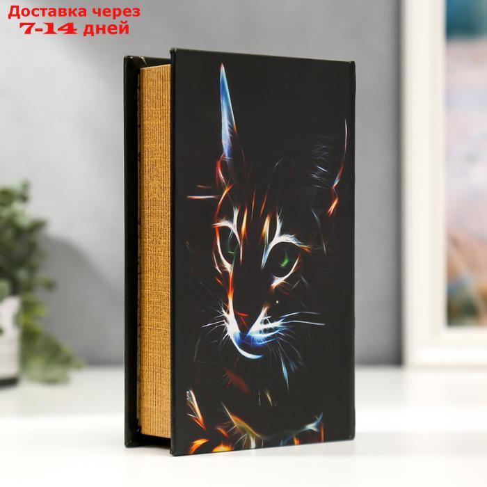 Сейф-книга дерево кожзам "Кошка в лучах лазера" 21х13х5 см - фото 5 - id-p218242496