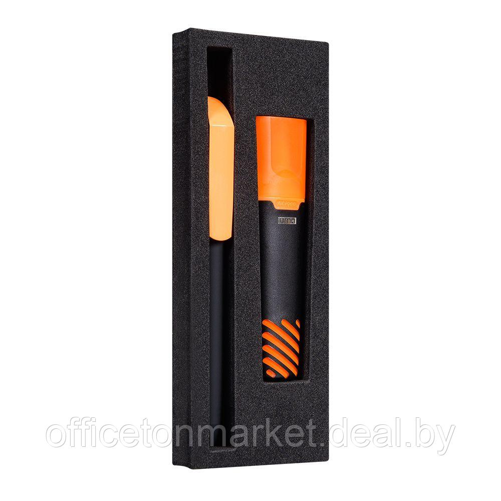 Набор "Flow Pure GOM KF+Liqeo Highlighte": ручка шариковая автоматическая и маркер, черный, оранжевый - фото 1 - id-p218287620