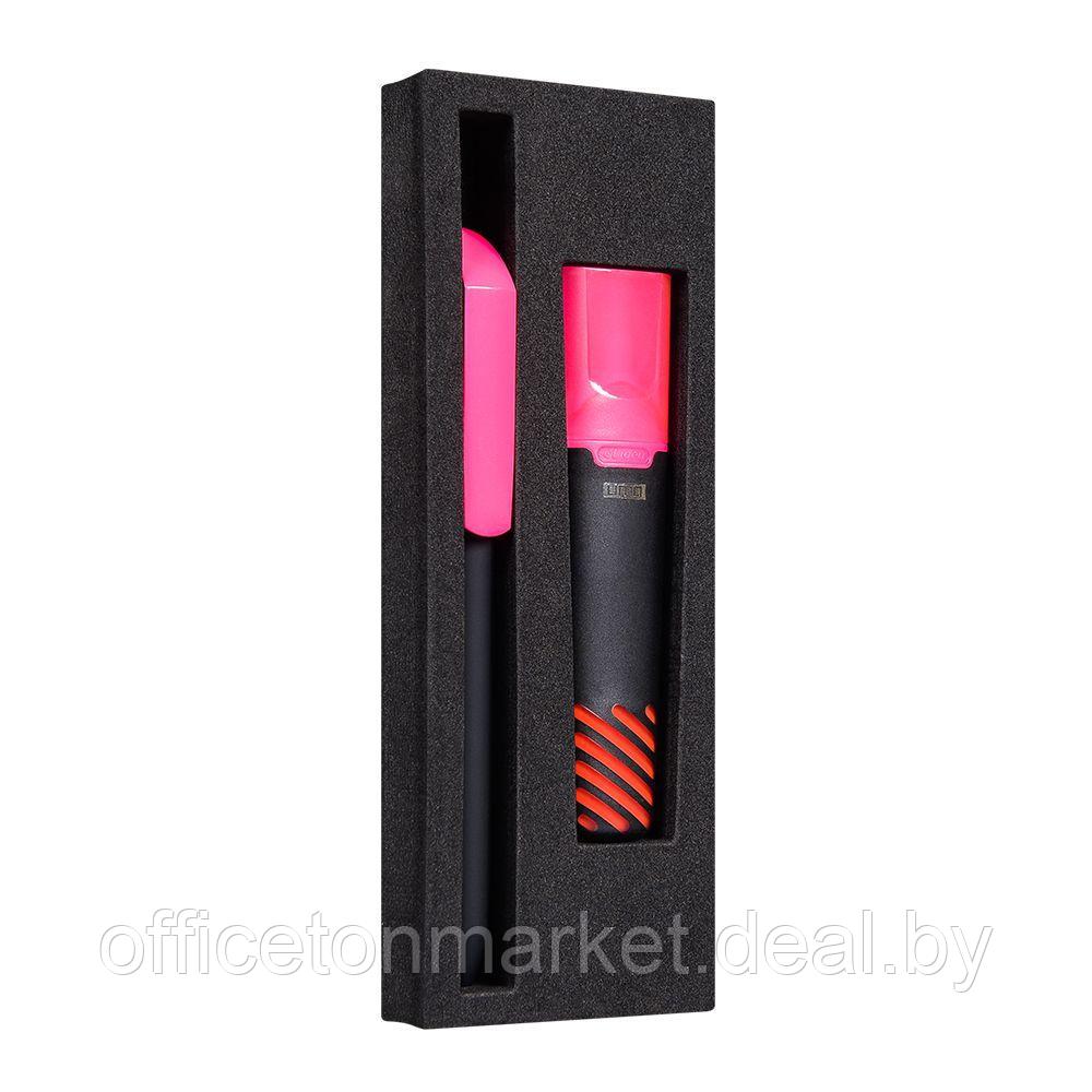 Набор "Flow Pure GOM KF+Liqeo Highlighte": ручка шариковая автоматическая и маркер, черный, розовый - фото 1 - id-p218287621