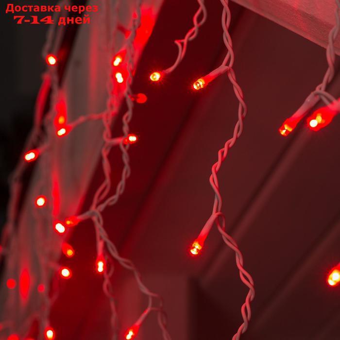 Гирлянда "Бахрома" 3 х 0.6 м , IP44, УМС, белая нить, 160 LED, свечение красное, 220 В - фото 3 - id-p218241228