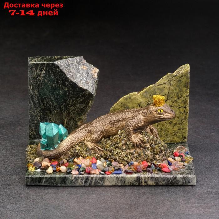 Сувенир "Ящерица", 8х12х5 см, змеевик, гипс - фото 6 - id-p218243398