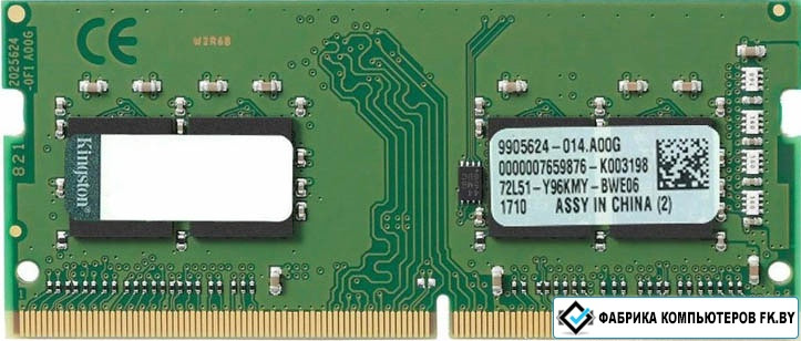 Оперативная память Kingston ValueRam 4GB DDR4 SODIMM PC4-19200 KVR24S17S6/4 - фото 1 - id-p218287923