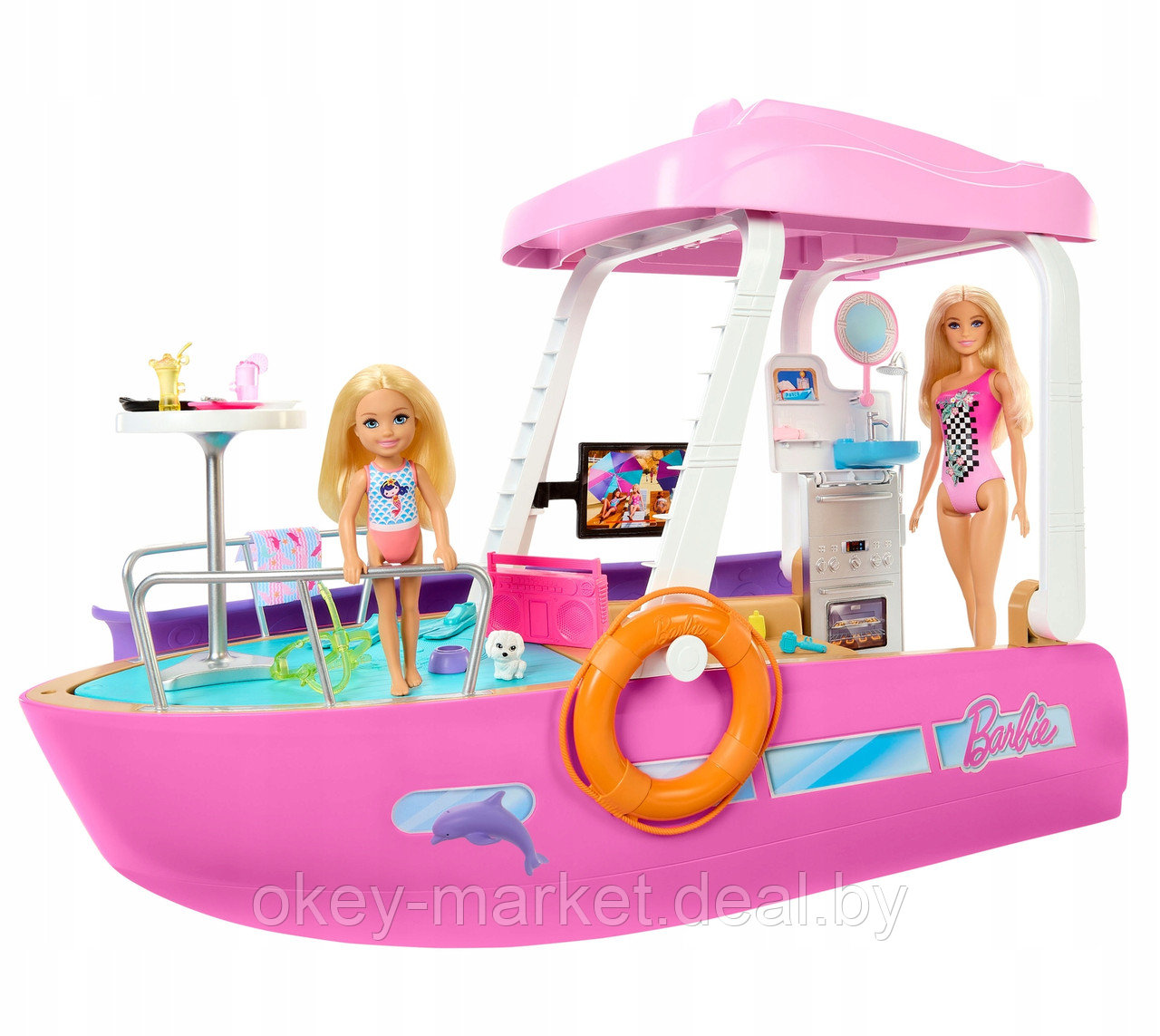 Игровой набор Barbie Лодка мечты с горкой и бассейном для кукол Барби HJV37 - фото 5 - id-p218290187