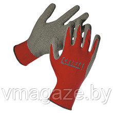 Перчатки нейлоновые с латексным обливом (цвет серо-красные) - фото 1 - id-p218290200