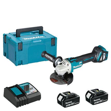 Угловая шлифмашина аккумуляторная бесщеточная Makita DGA511RTJ (регул. оборотов, 2 АКБ 5 А/ч, кейс MakPac), фото 2