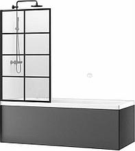 Стеклянная шторка для ванны Rea Lagos-1 80 (черный/прозрачное стекло)