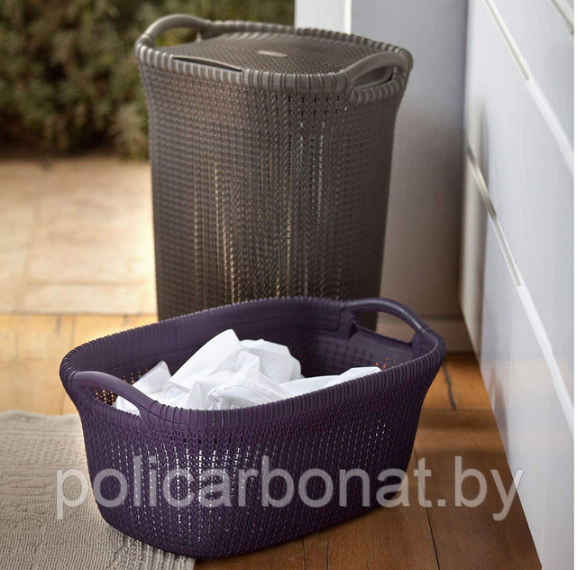 Корзина для глаженного белья Knit Laundry Basket Brown STD 40L, темно-коричневый - фото 5 - id-p107895942