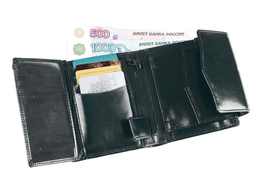 Портмоне с отделениями для кредитных карт и монет, черный - фото 3 - id-p218292373