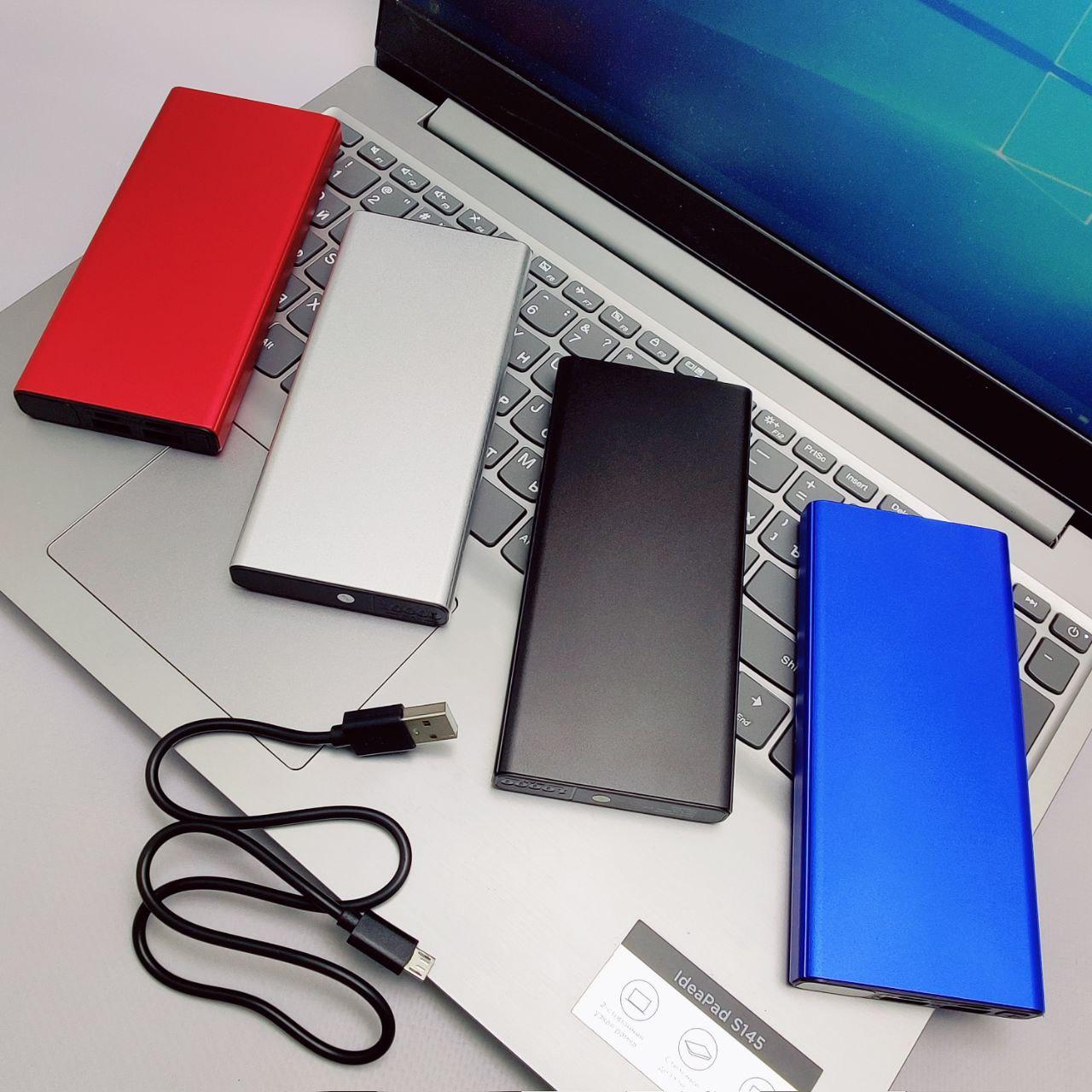 Портативное зарядное устройство Power Bank 10000 mAh / Micro, Type C, 2 USB-выхода, Синий - фото 2 - id-p218292328