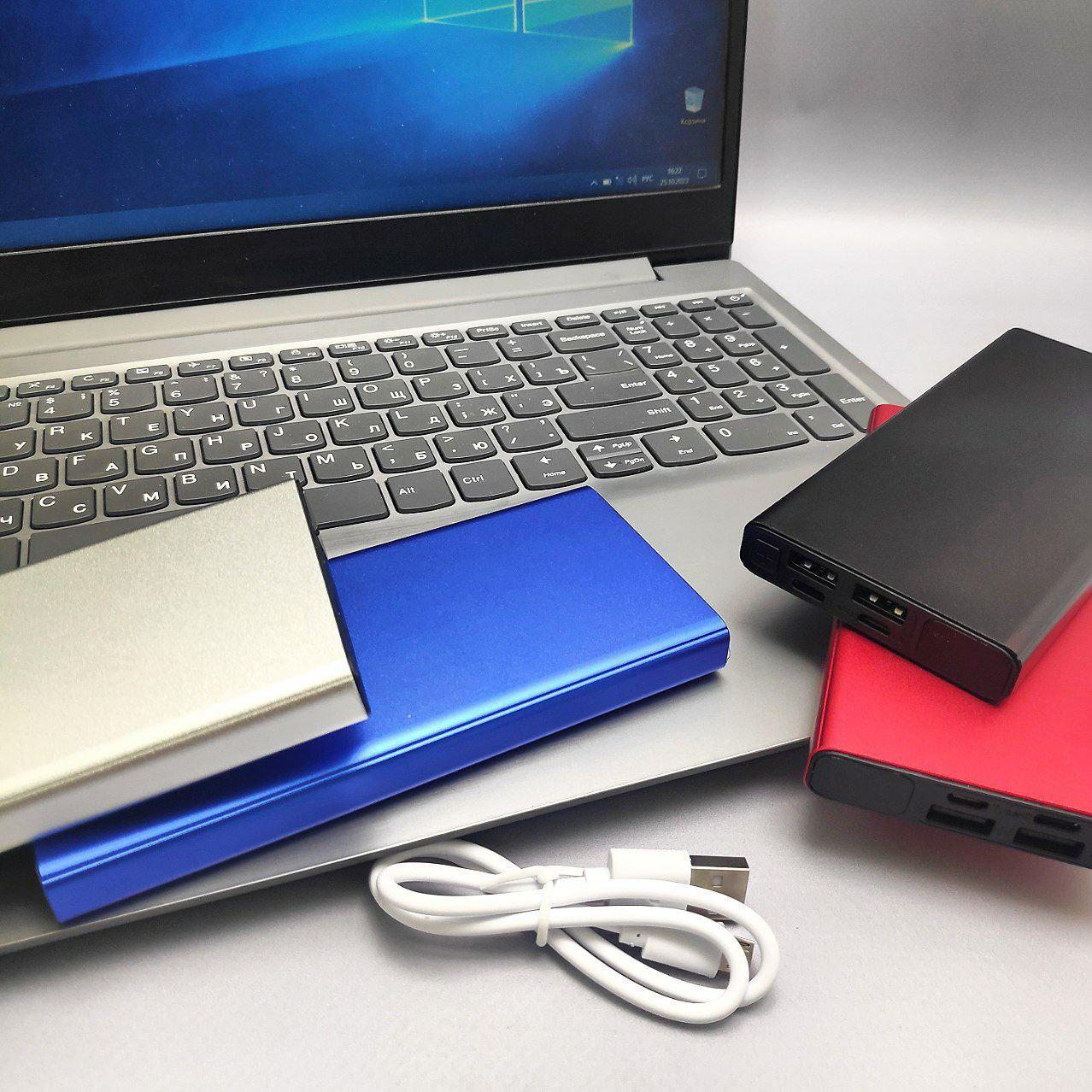 Портативное зарядное устройство Power Bank 10000 mAh / Micro, Type C, 2 USB-выхода, Синий - фото 4 - id-p218292328
