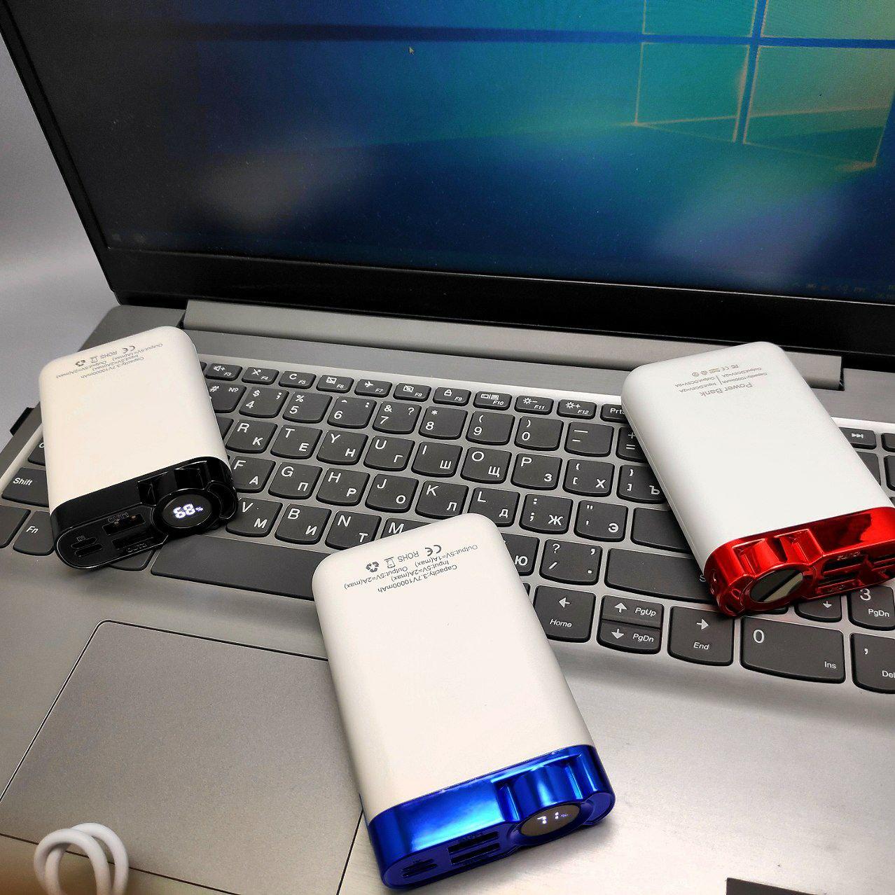 Портативное зарядное устройство Power Bank 10000 mAh / Цифровой индикатор, Micro, Type C, 2 USB-выхода, - фото 3 - id-p218292330