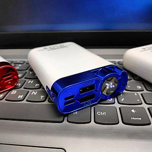 Портативное зарядное устройство Power Bank 10000 mAh / Цифровой индикатор, Micro, Type C, 2 USB-выхода, Синий