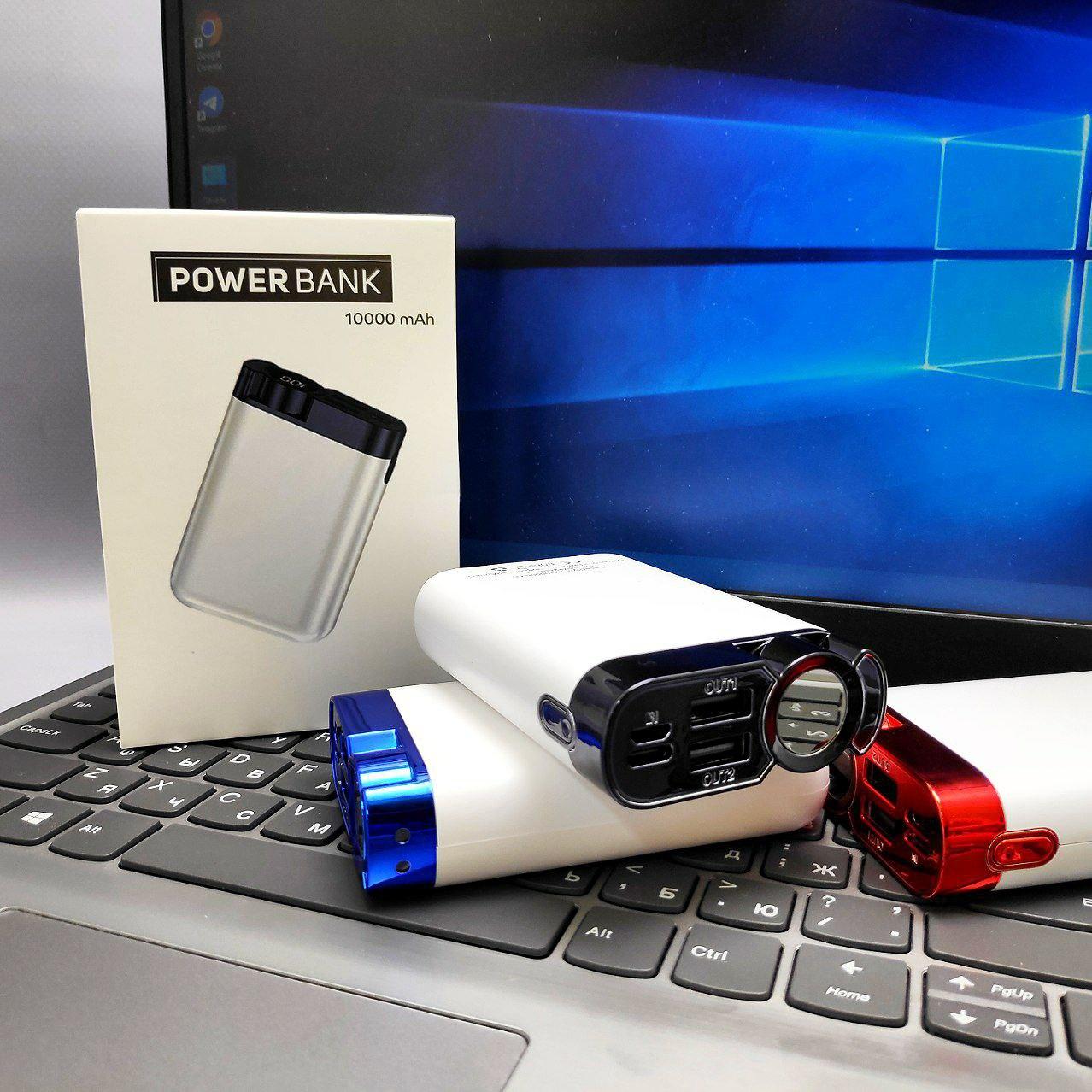 Портативное зарядное устройство Power Bank 10000 mAh / Цифровой индикатор, Micro, Type C, 2 USB-выхода, Синий - фото 10 - id-p218292331