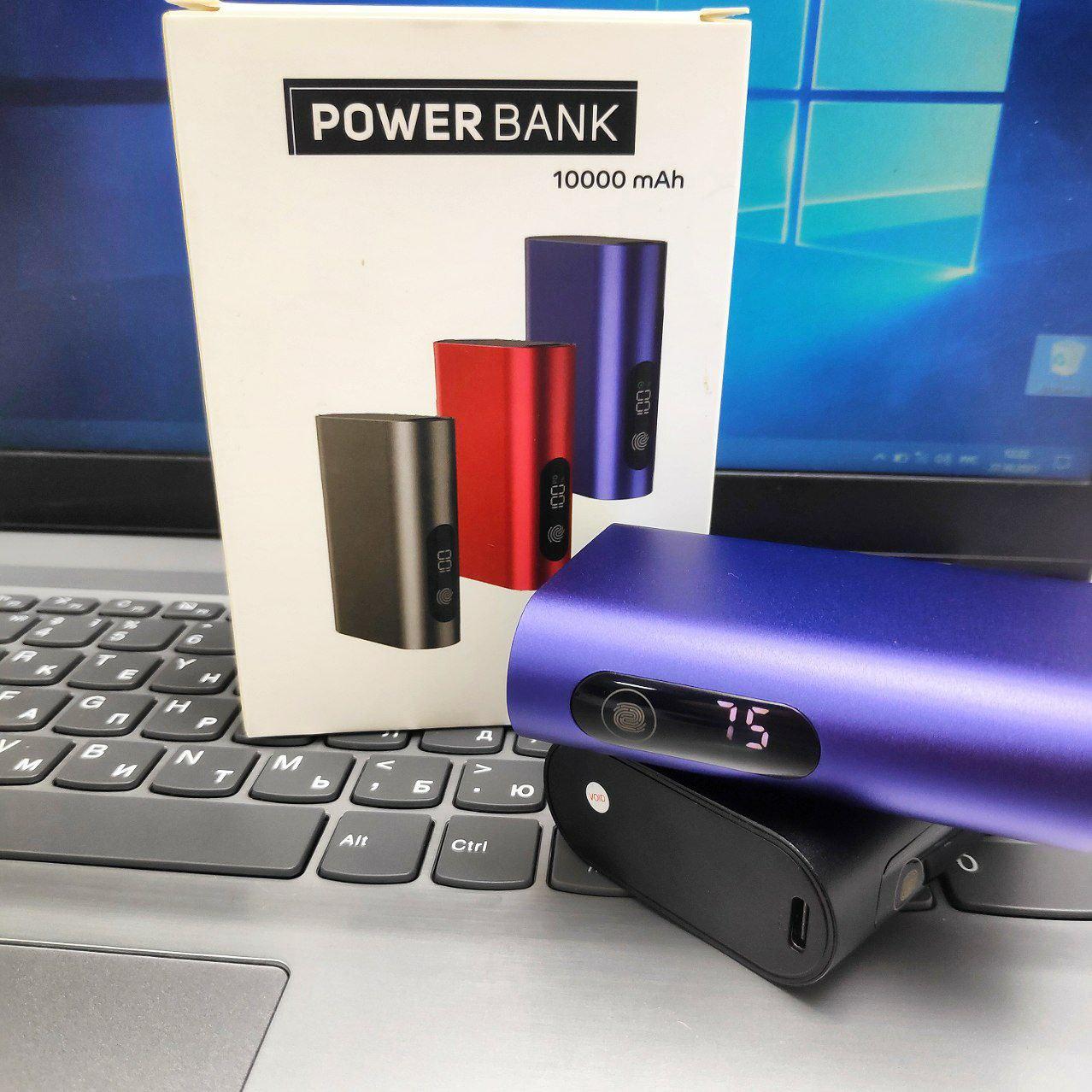 Сенсорное портативное зарядное устройство Power Bank 10000 mAh / Type C, USB-выход, Черный - фото 5 - id-p218292338