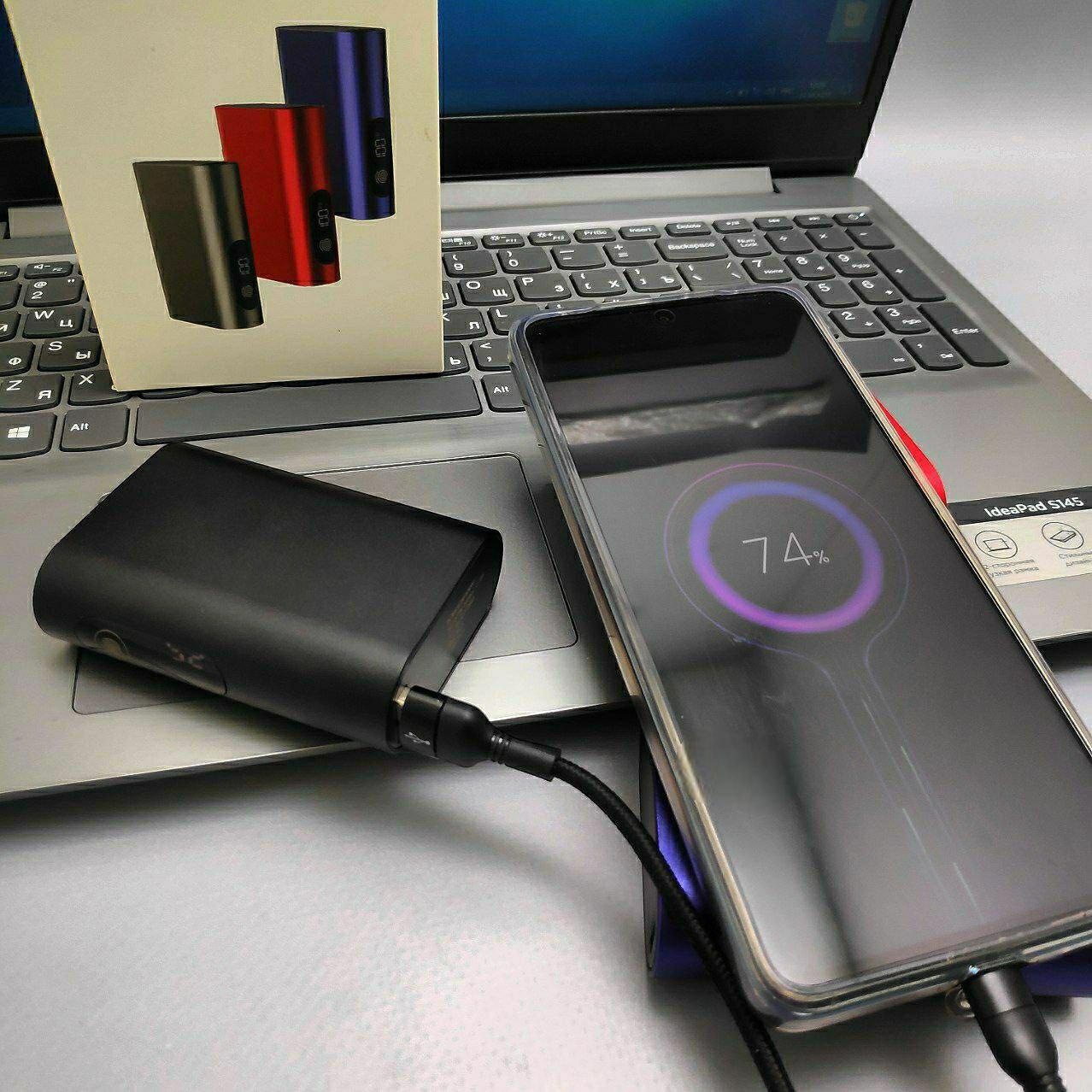 Сенсорное портативное зарядное устройство Power Bank 10000 mAh / Type C, USB-выход, Черный - фото 6 - id-p218292338