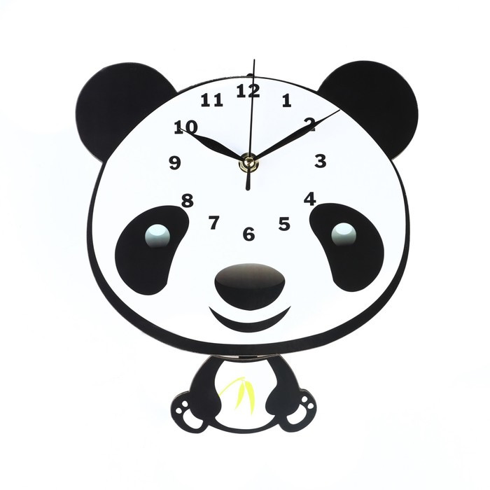 Часы настенные, серия: Детские, "Панда", с маятником, 22 х 26 см - фото 1 - id-p218292958