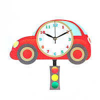 Часы настенные, серия: Детские, "Машина", с маятником, 31 х 29 см