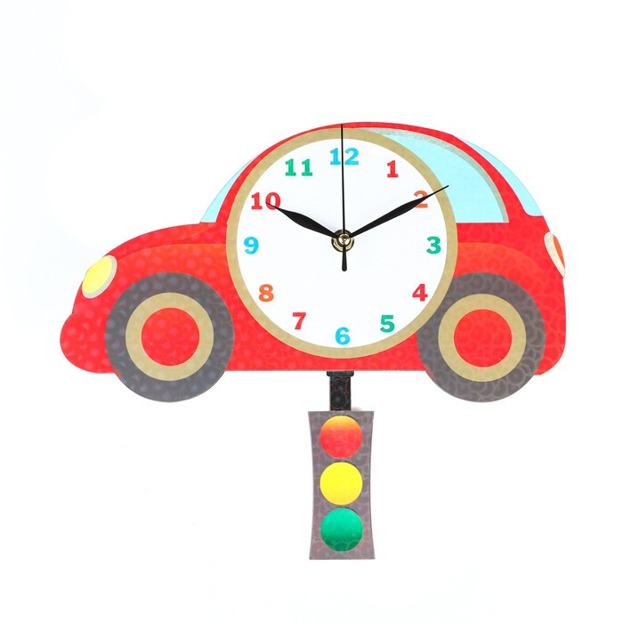 Часы настенные, серия: Детские, "Машина", с маятником, 31 х 29 см - фото 1 - id-p218292962