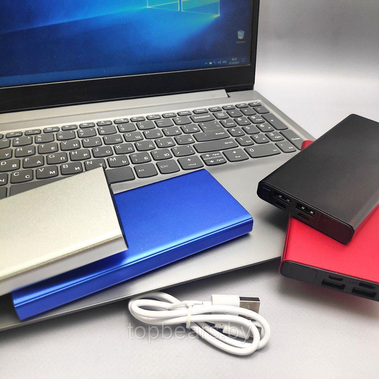 Портативное зарядное устройство Power Bank 10000 mAh / Micro, Type C, 2 USB-выхода, Серебро - фото 4 - id-p218292756