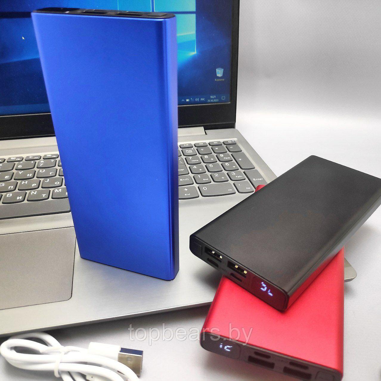 Портативное зарядное устройство Power Bank 10000 mAh / Micro, Type C, 2 USB-выхода, Синий - фото 1 - id-p218292757