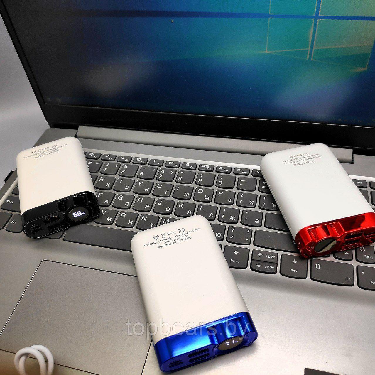 Портативное зарядное устройство Power Bank 10000 mAh / Цифровой индикатор, Micro, Type C, 2 USB-выхода, Черный - фото 3 - id-p218292761